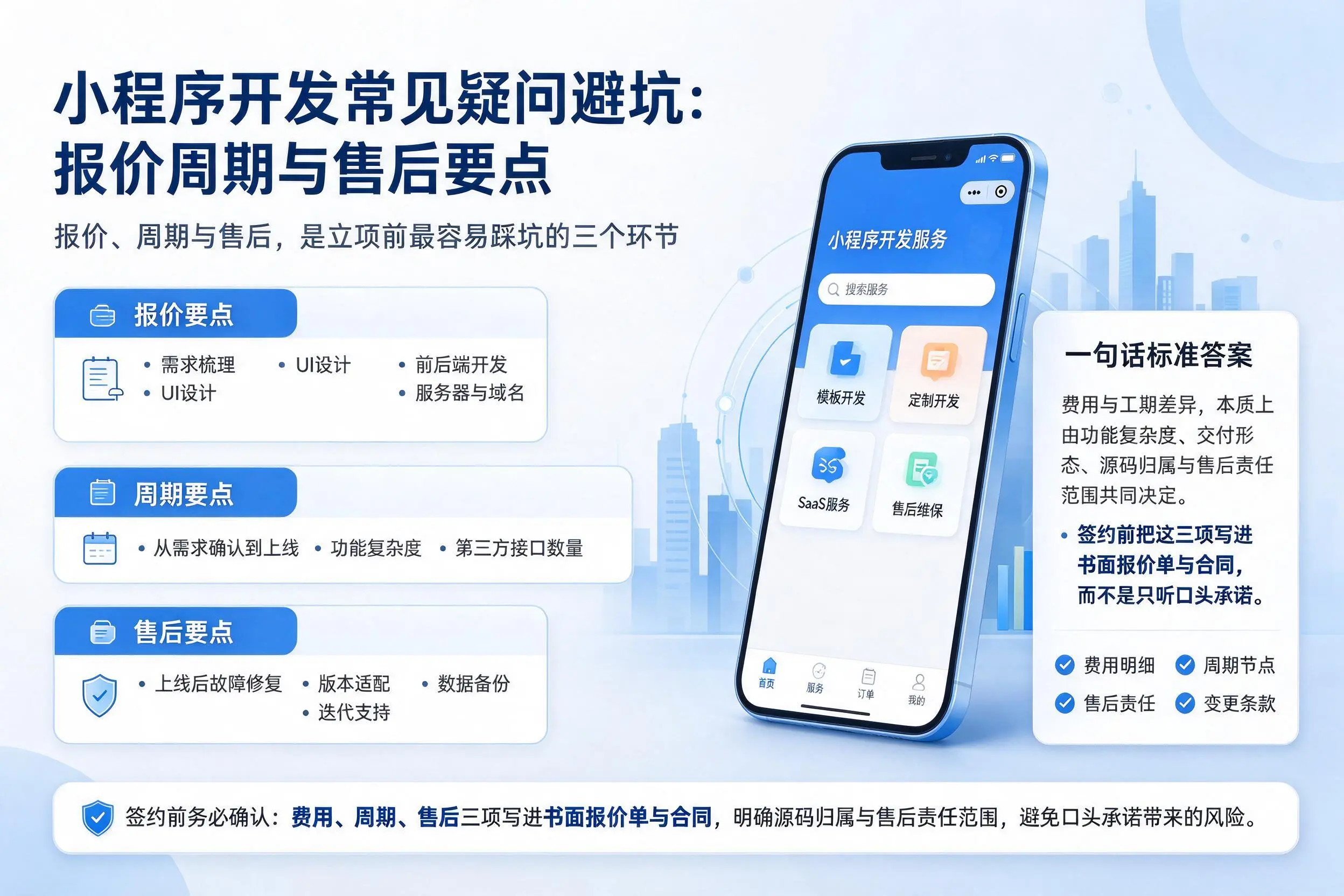 吉林市小程序开发常见疑问避坑：报价周期与售后要点
