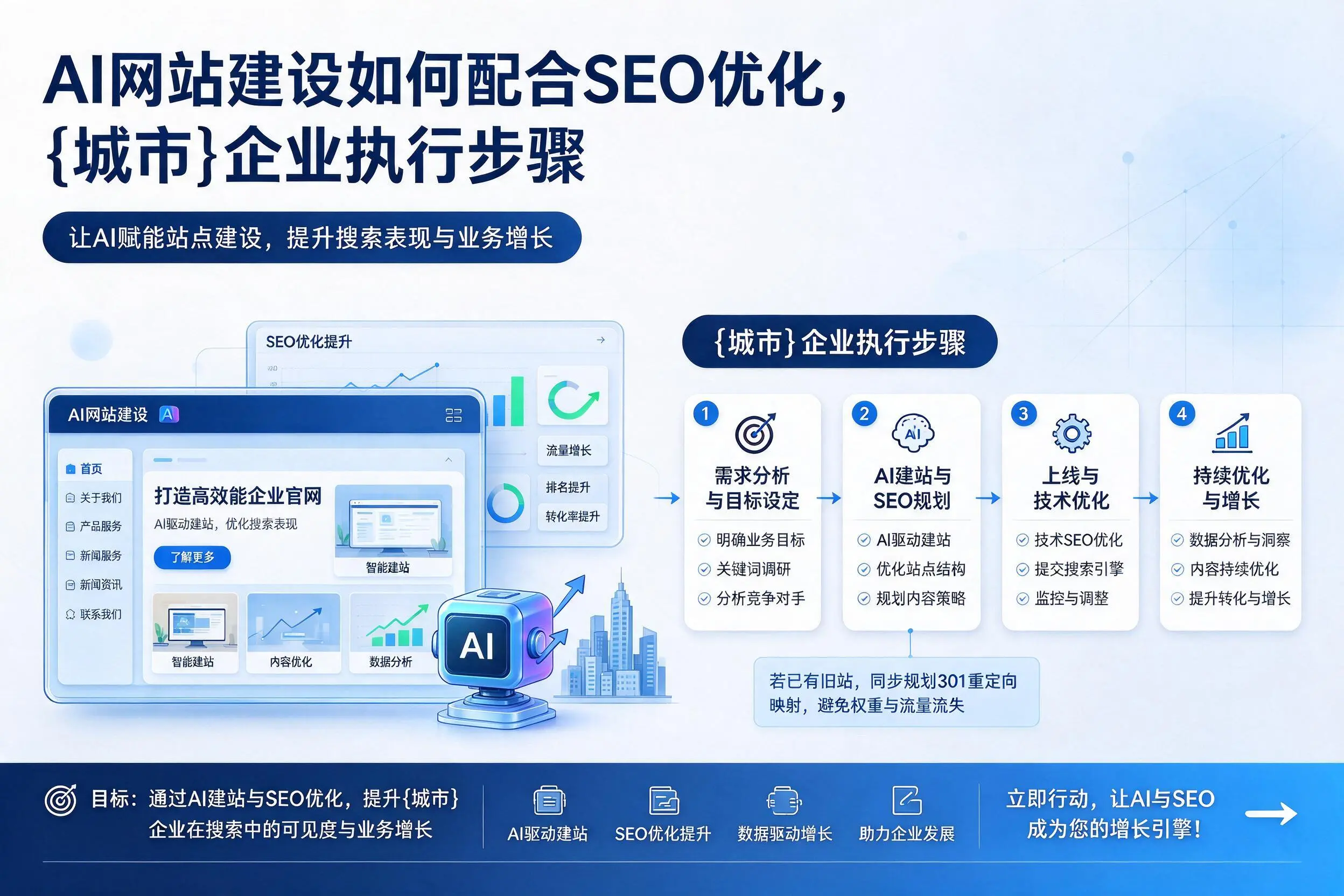 AI网站建设如何配合SEO优化，吉林市企业执行步骤