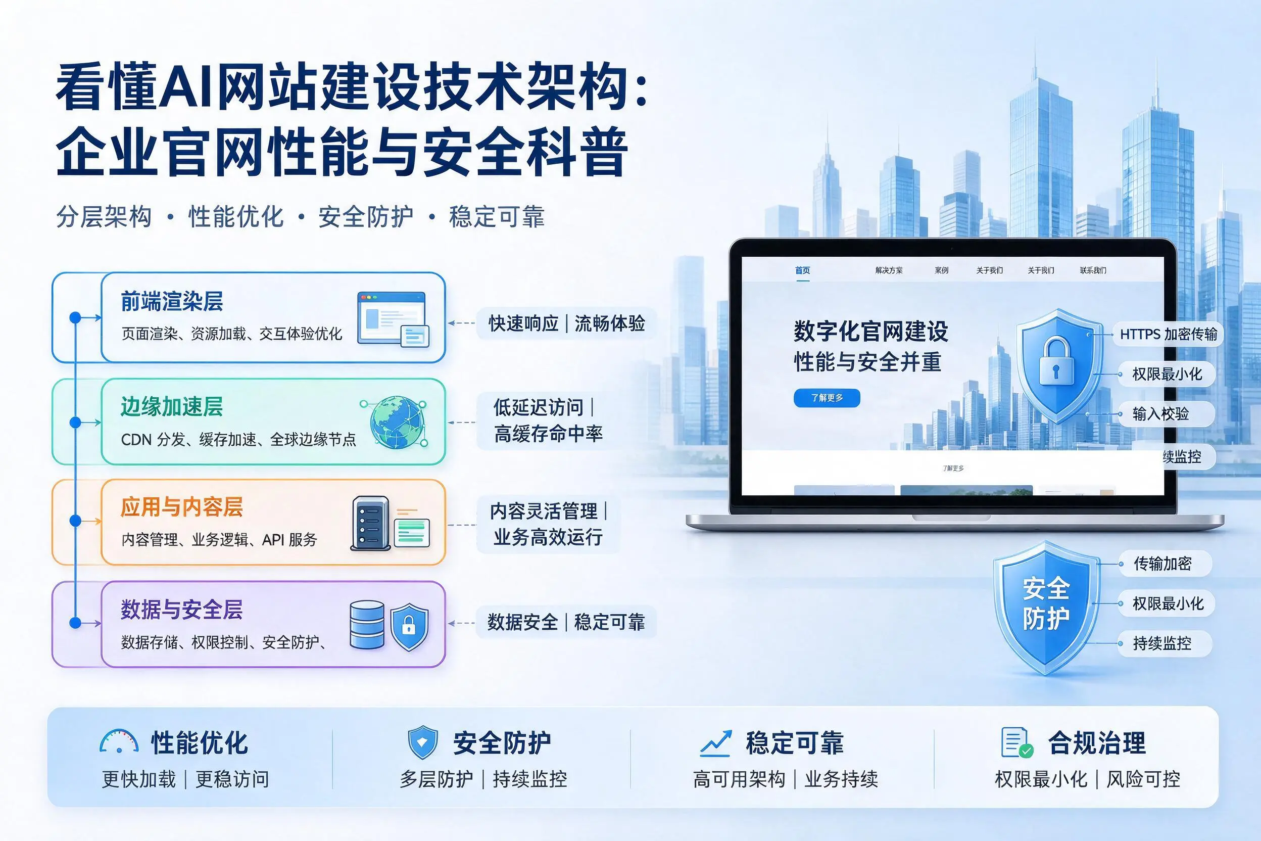 看懂AI网站建设技术架构：吉林市企业官网性能与安全科普