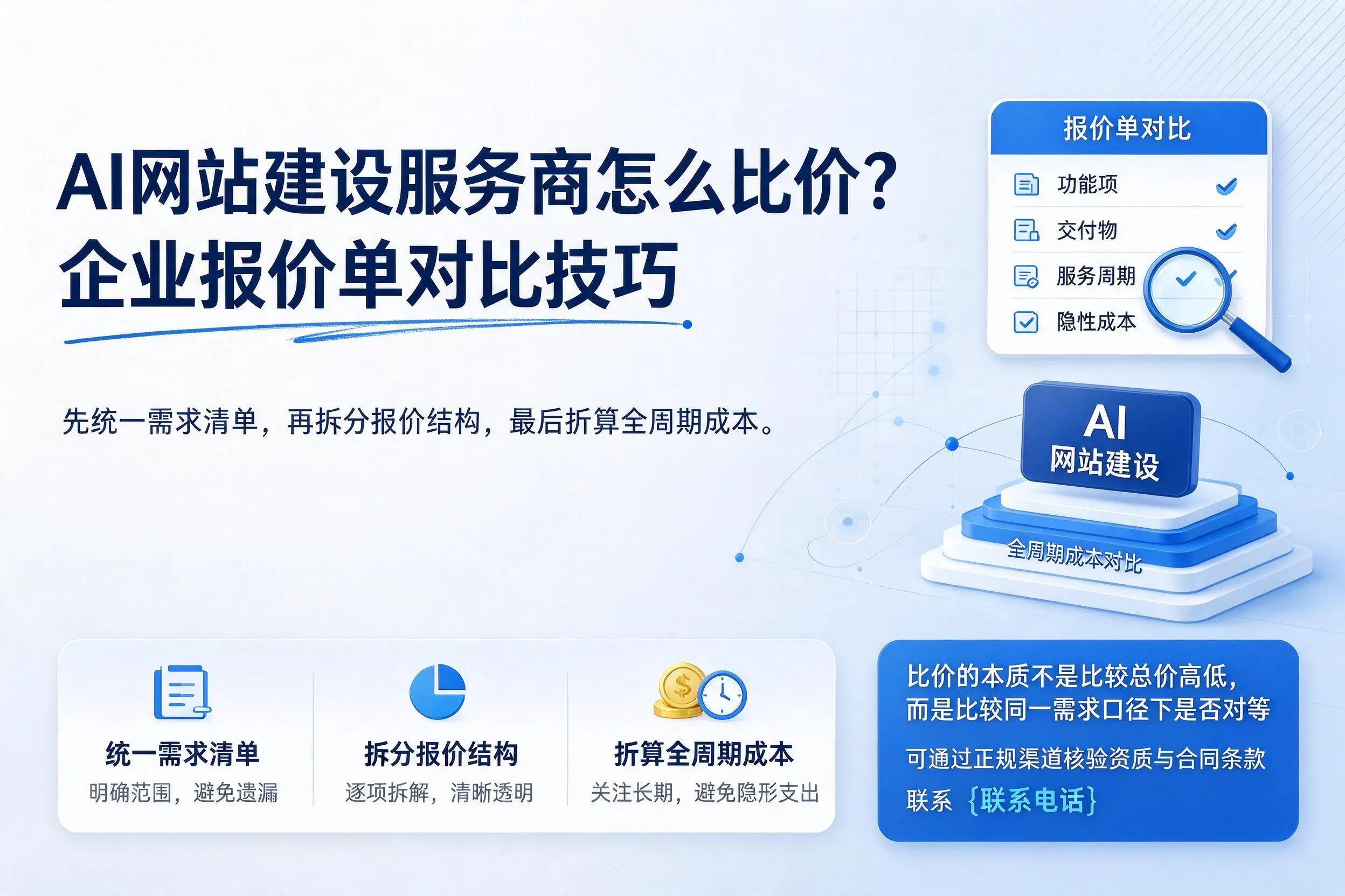 AI网站建设服务商怎么比价?吉林市企业报价单对比技巧